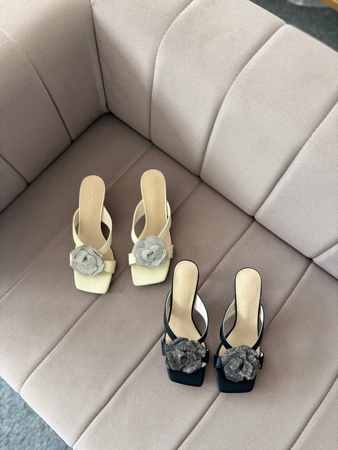 Rhinestone Rose Embedded Heels